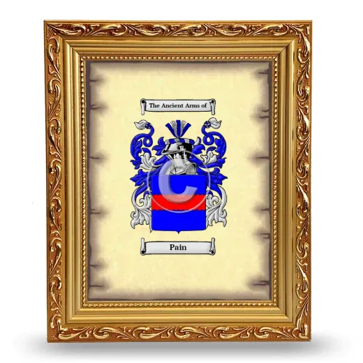 Pain Coat of Arms Framed - Gold