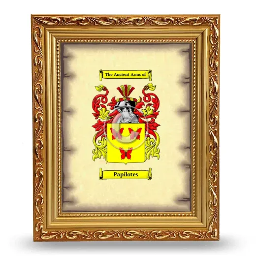 Papilotes Coat of Arms Framed - Gold