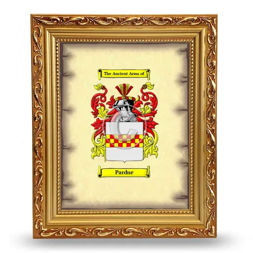 Pardue Coat of Arms Framed - Gold