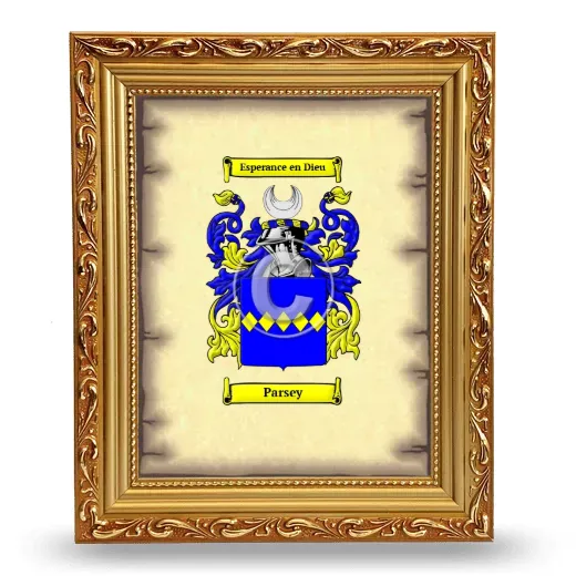 Parsey Coat of Arms Framed - Gold