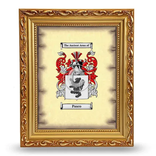 Pasco Coat of Arms Framed - Gold