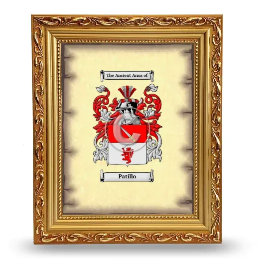 Patillo Coat of Arms Framed - Gold