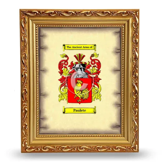 Paulete Coat of Arms Framed - Gold