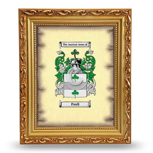 Pauli Coat of Arms Framed - Gold