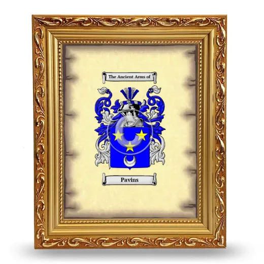 Pavins Coat of Arms Framed - Gold