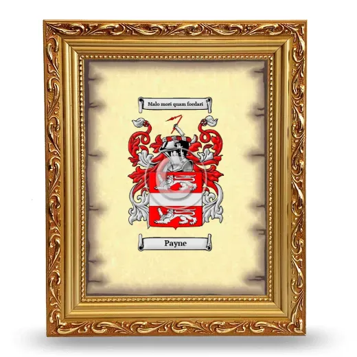Payne Coat of Arms Framed - Gold