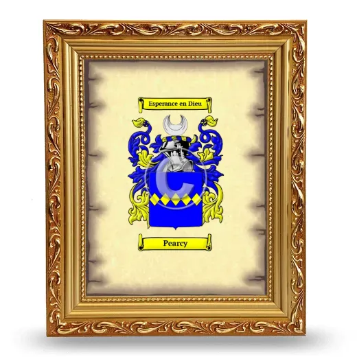 Pearcy Coat of Arms Framed - Gold