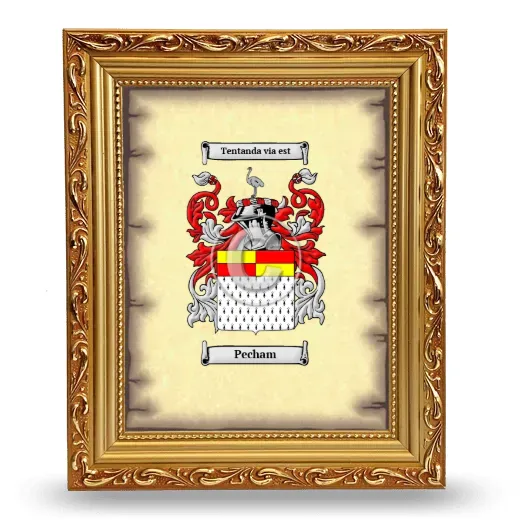 Pecham Coat of Arms Framed - Gold