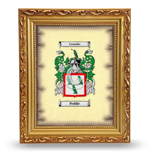Peddie Coat of Arms Framed - Gold