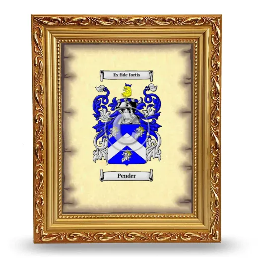 Pender Coat of Arms Framed - Gold