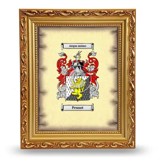 Pennot Coat of Arms Framed - Gold