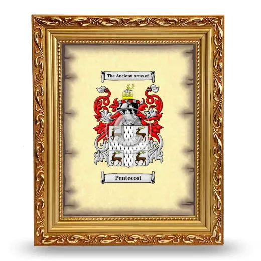 Pentecost Coat of Arms Framed - Gold