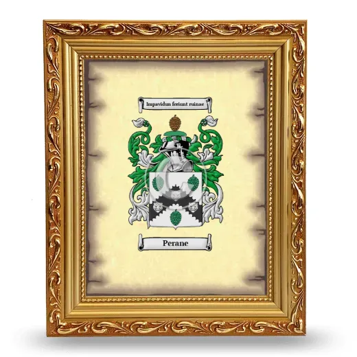 Perane Coat of Arms Framed - Gold