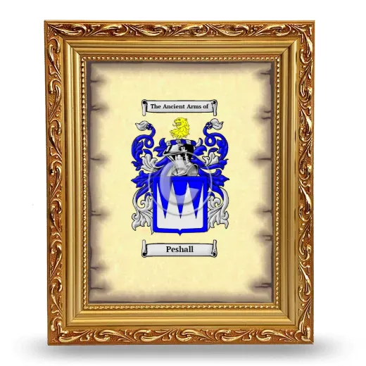 Peshall Coat of Arms Framed - Gold