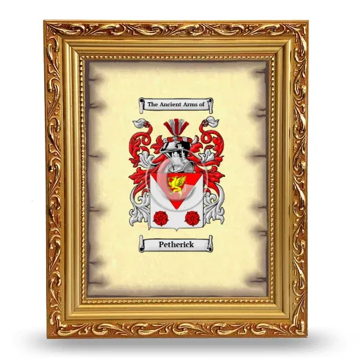 Petherick Coat of Arms Framed - Gold