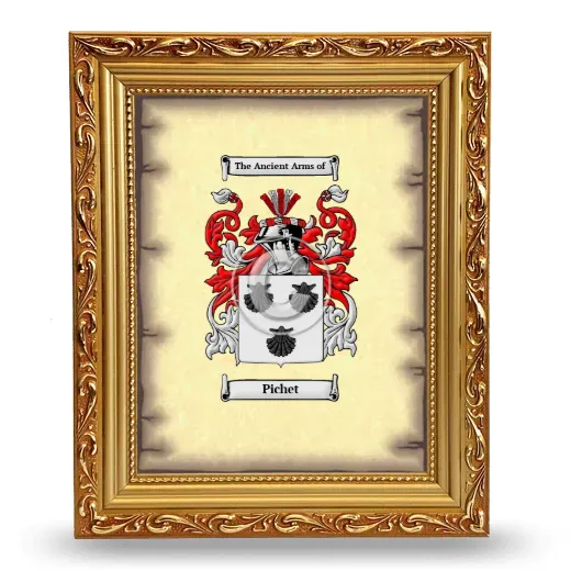 Pichet Coat of Arms Framed - Gold