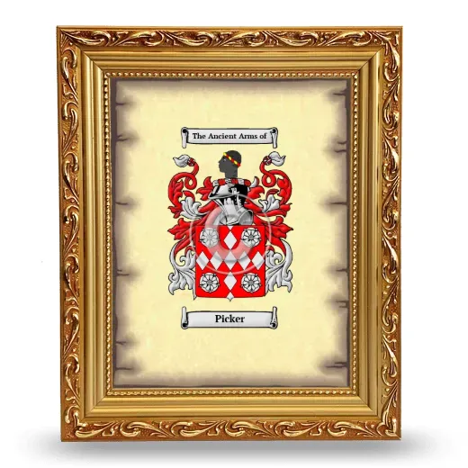 Picker Coat of Arms Framed - Gold