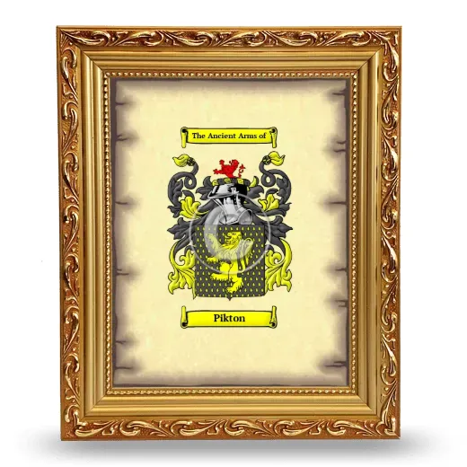Pikton Coat of Arms Framed - Gold