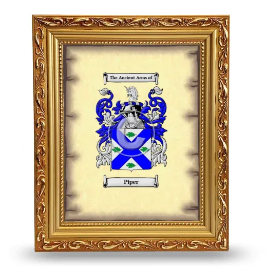 Piper Coat of Arms Framed - Gold