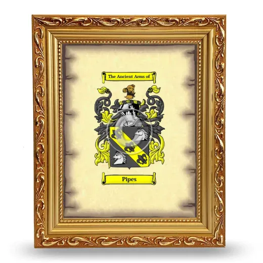 Pipes Coat of Arms Framed - Gold