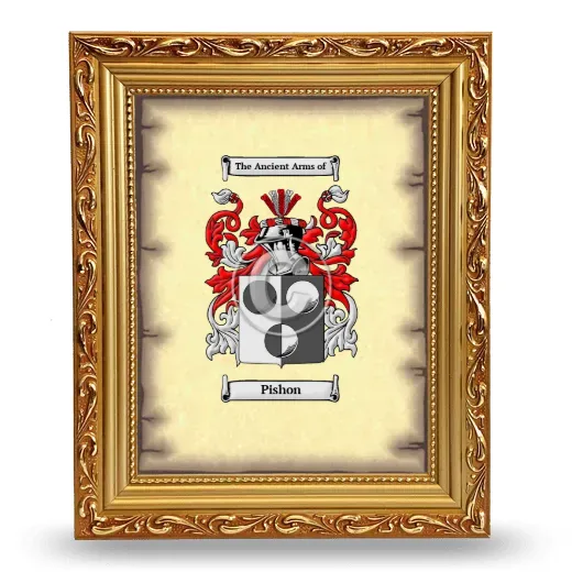 Pishon Coat of Arms Framed - Gold