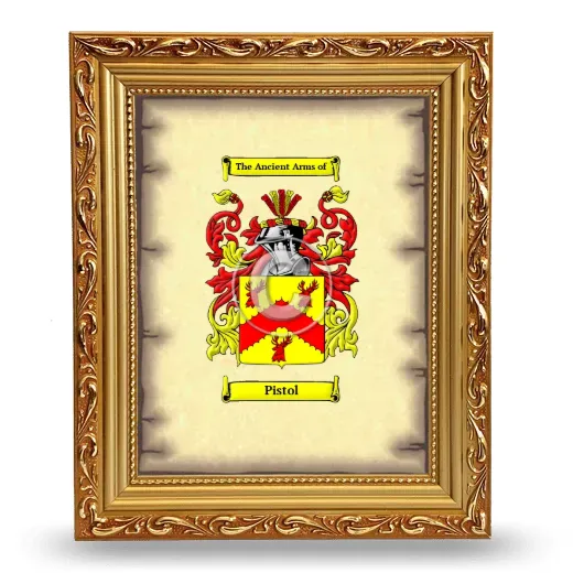 Pistol Coat of Arms Framed - Gold