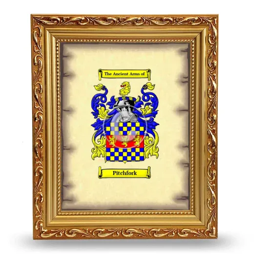 Pitchfork Coat of Arms Framed - Gold