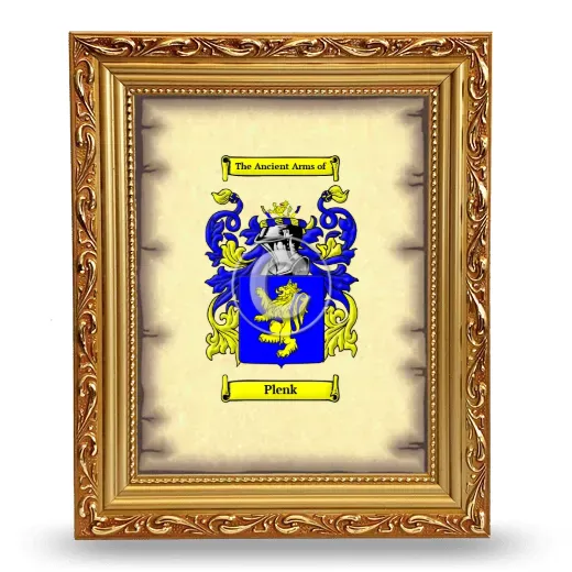 Plenk Coat of Arms Framed - Gold