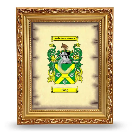 Poag Coat of Arms Framed - Gold