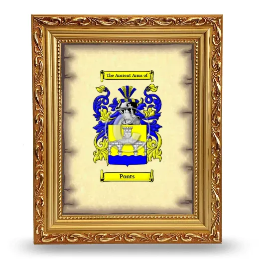 Ponts Coat of Arms Framed - Gold