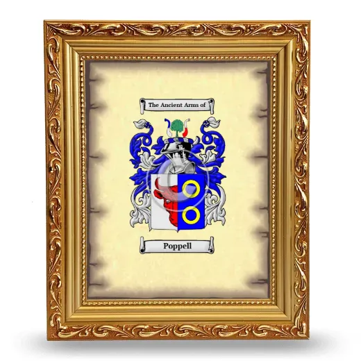 Poppell Coat of Arms Framed - Gold