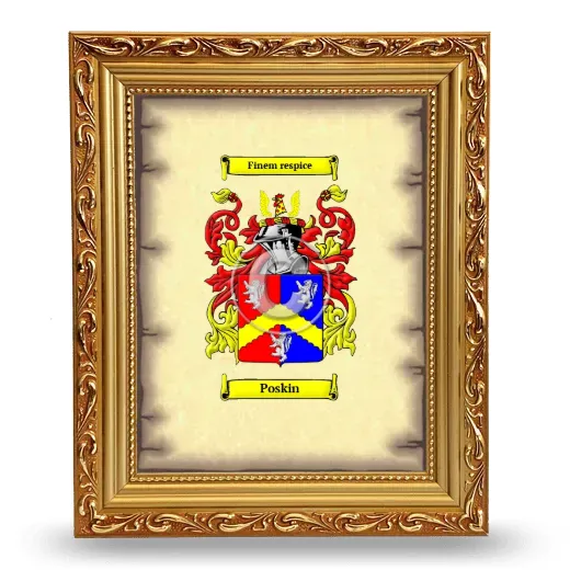 Poskin Coat of Arms Framed - Gold