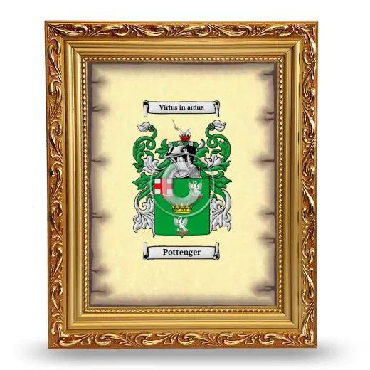 Pottenger Coat of Arms Framed - Gold
