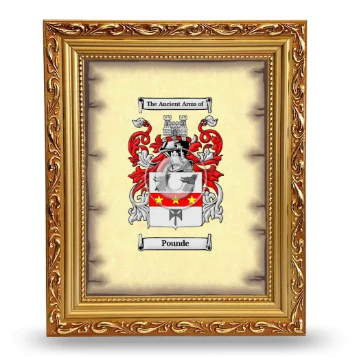 Pounde Coat of Arms Framed - Gold