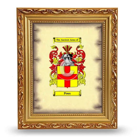 Pous Coat of Arms Framed - Gold