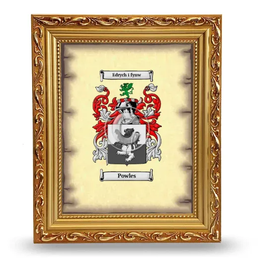 Powles Coat of Arms Framed - Gold