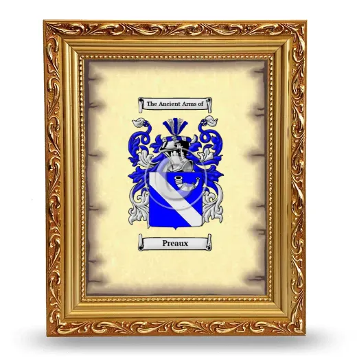 Preaux Coat of Arms Framed - Gold