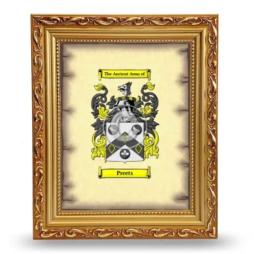 Preets Coat of Arms Framed - Gold