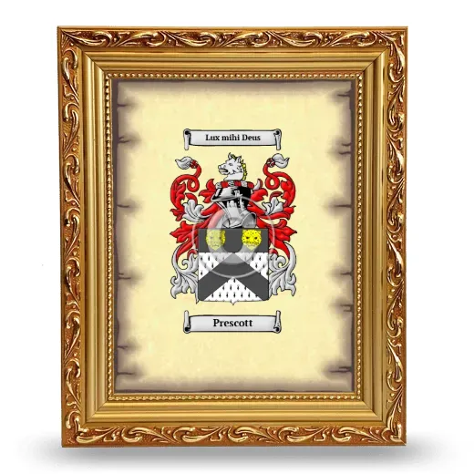 Prescott Coat of Arms Framed - Gold