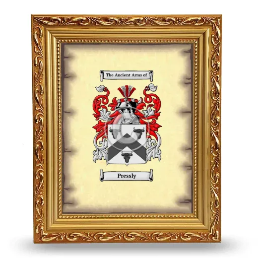 Pressly Coat of Arms Framed - Gold