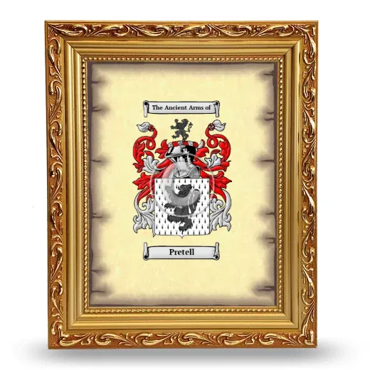 Pretell Coat of Arms Framed - Gold
