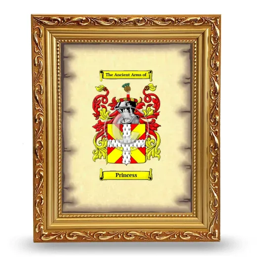 Princess Coat of Arms Framed - Gold