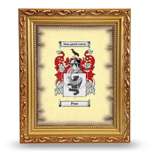 Prue Coat of Arms Framed - Gold