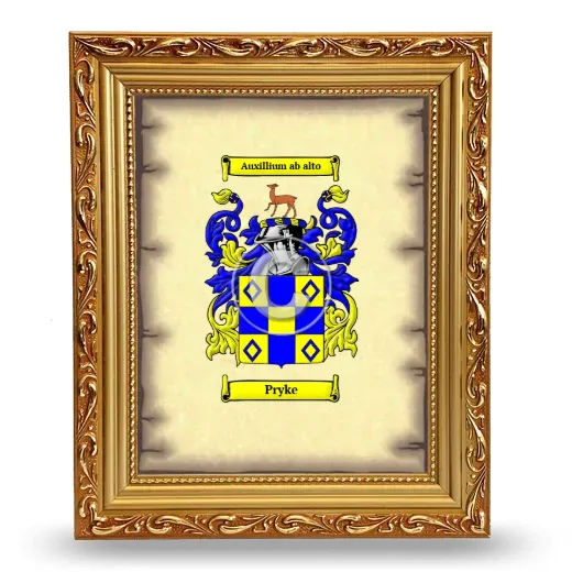 Pryke Coat of Arms Framed - Gold