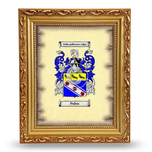 Pulen Coat of Arms Framed - Gold