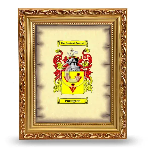 Purington Coat of Arms Framed - Gold