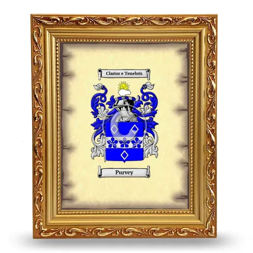 Purvey Coat of Arms Framed - Gold