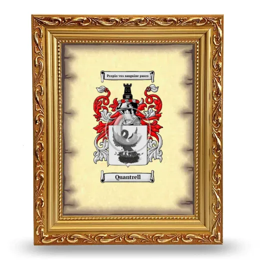 Quantrell Coat of Arms Framed - Gold