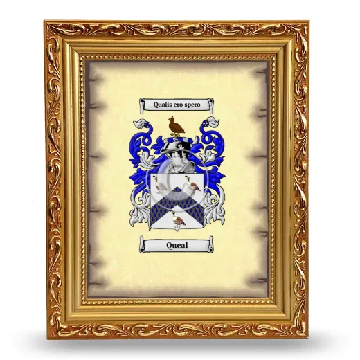 Queal Coat of Arms Framed - Gold