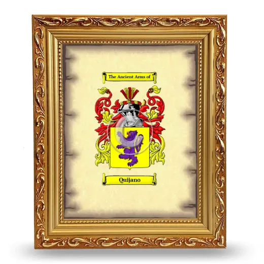 Quijano Coat of Arms Framed - Gold